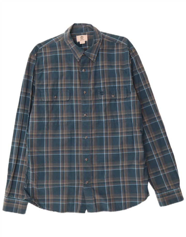 Camicia Timberland da uomo slim fit XL in cotone a quadri blu