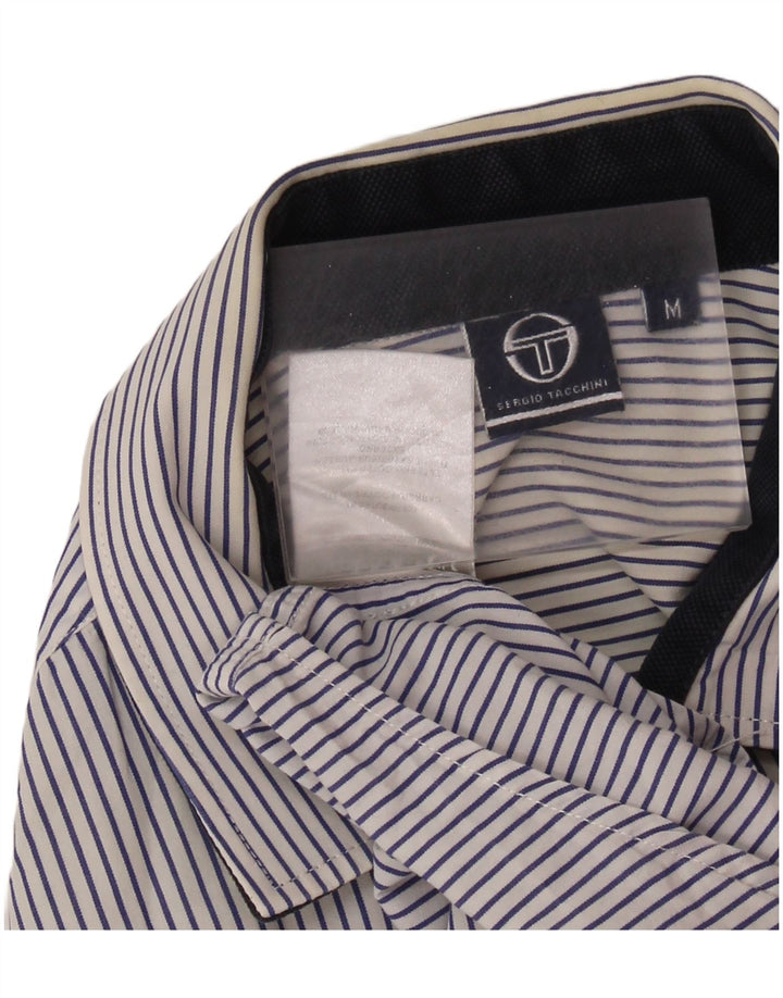SERGIO TACCHINI Camicia Uomo Manica Corta Cotone Gessato Medio Blu Navy
