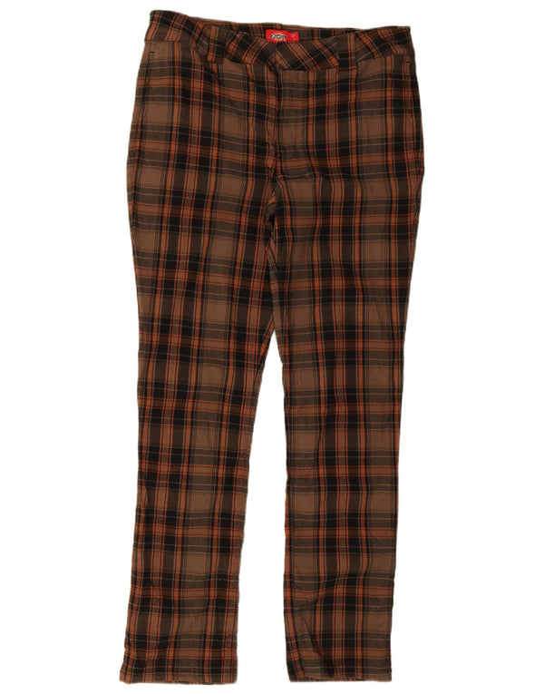 Pantaloni chino skinny da donna Dickies US 13 Large W34 L30 Rayon a quadri marrone