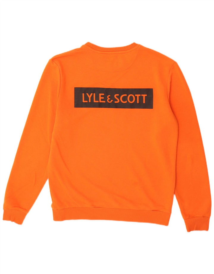 LYLE & SCOTT Mens Graphic Sweatshirt Jumper Medium Orange Cotton