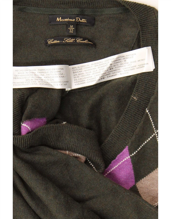Maglione maglione con scollo a V da donna Massimo Dutti UK 12 Verde medio