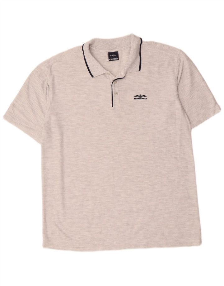 Polo Umbro da uomo XL in cotone a righe grigie