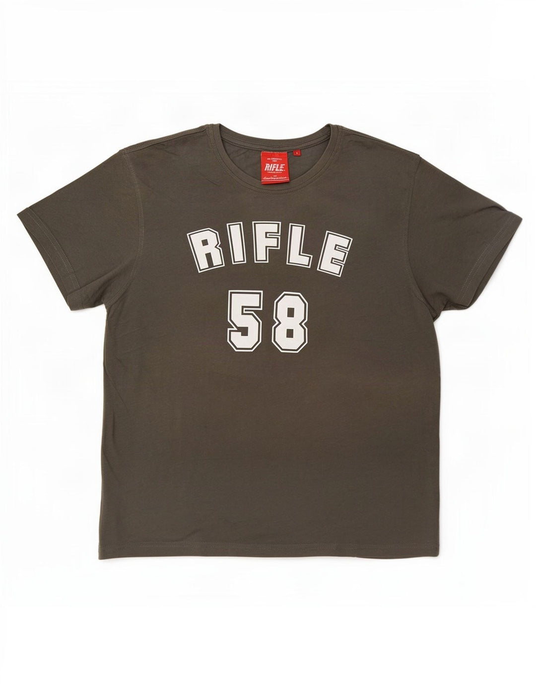 T-shirt grafica da uomo Rifle Top grande grigia