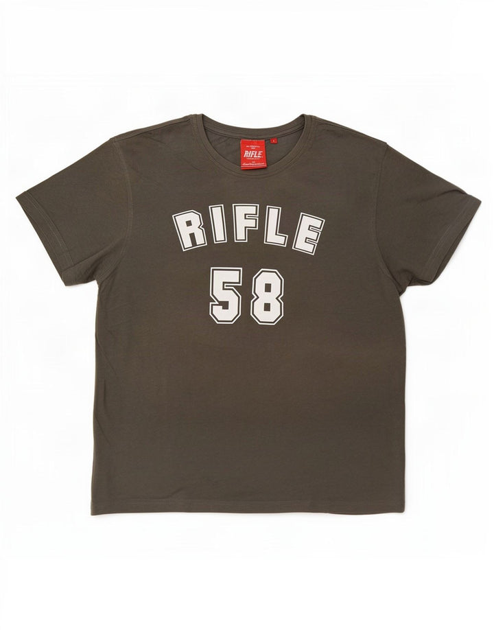 T-shirt grafica da uomo Rifle Top grande grigia