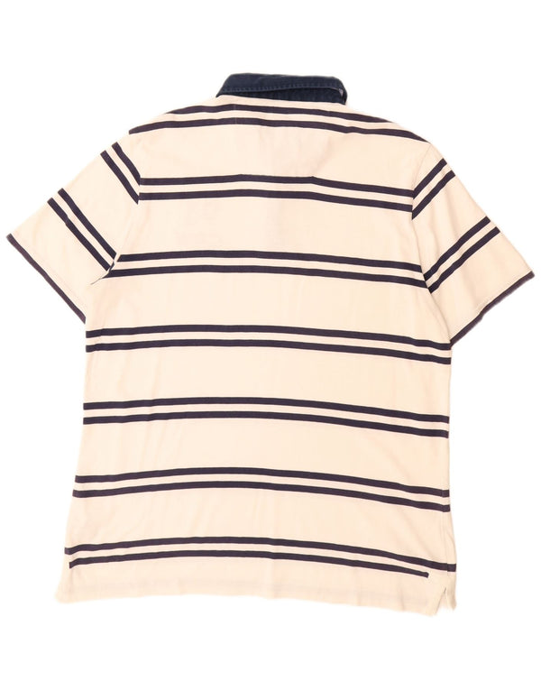 Crew Clothing Polo da uomo in cotone a righe grandi bianche