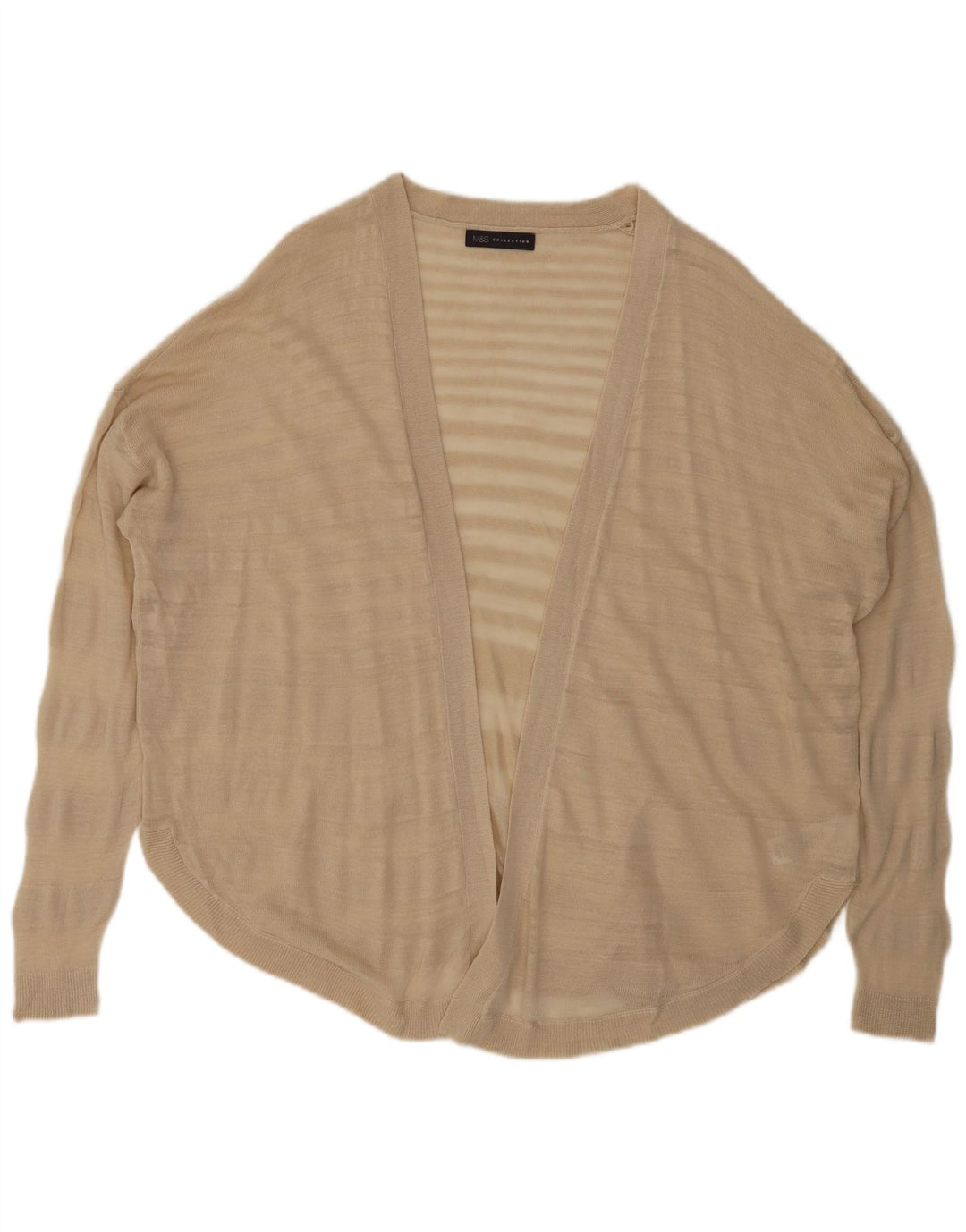 MARKS & SPENCER Maglione cardigan oversize da donna UK 18 XL a righe beige