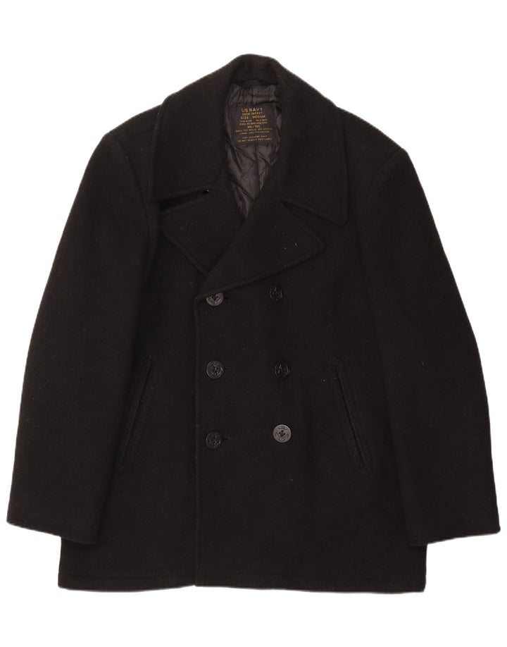 Cappotto da marinaio vintage da uomo UK 38 in lana nera media