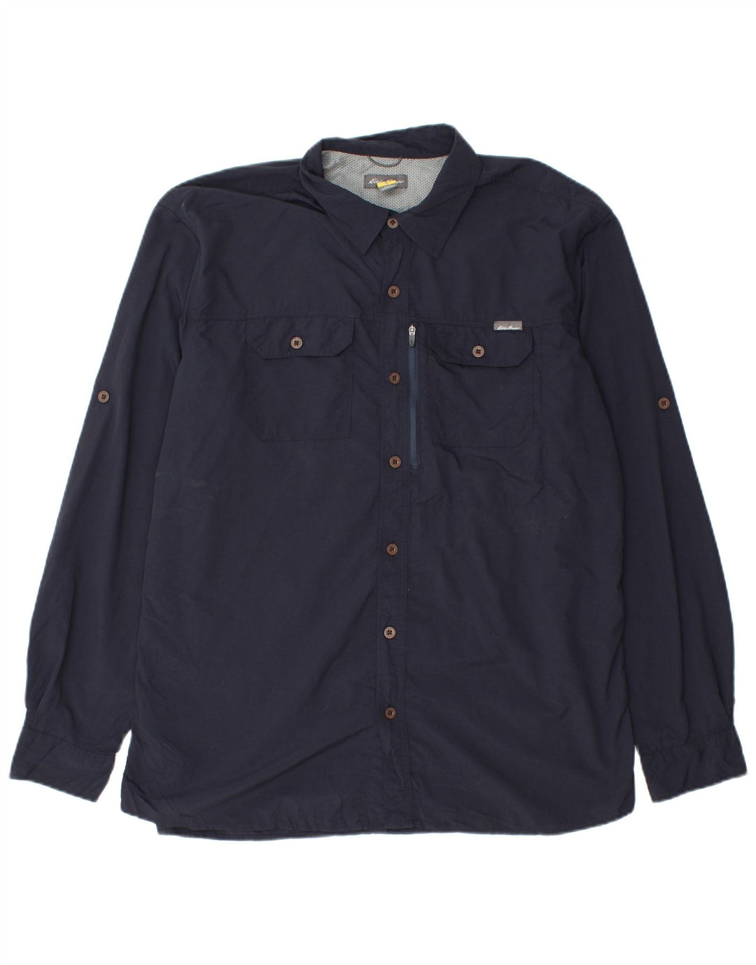 Camicia da viaggio da uomo Eddie Bauer, grande, in nylon blu navy