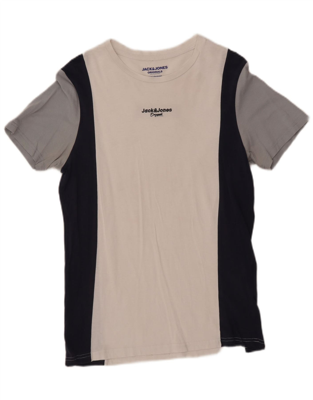 JACK & JONES T-shirt originale da uomo Top piccola in cotone color block bianco