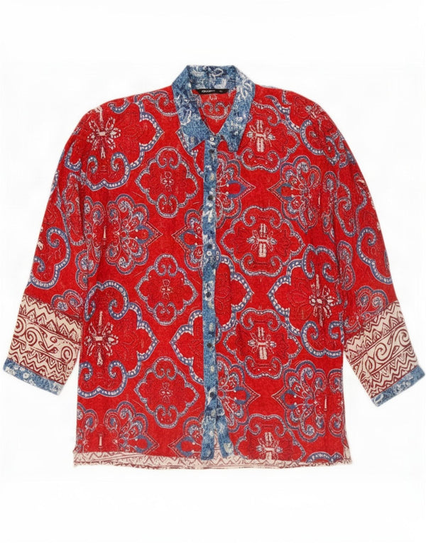 Desigual Camicia da Donna con vestibilità rilassata, Camicetta UK 18 XL Rosso Floreale