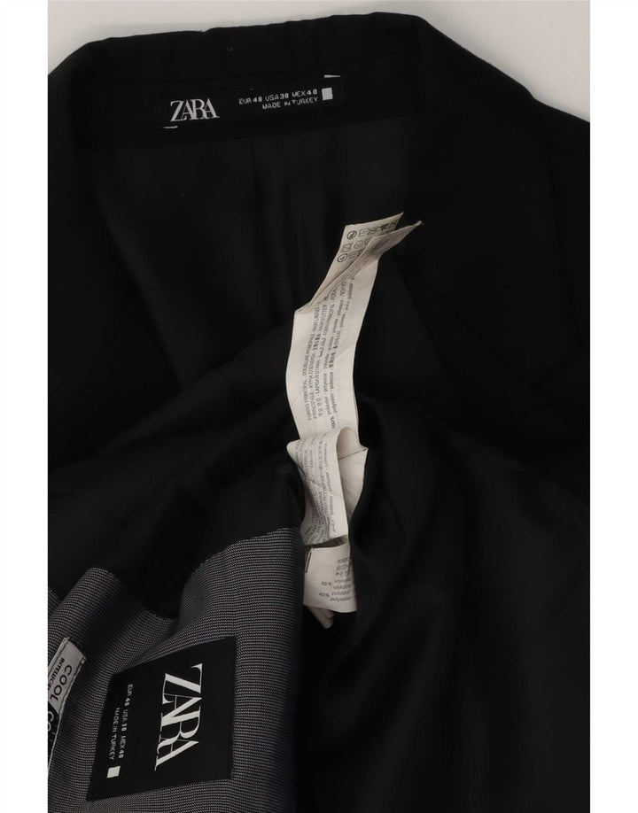 Zara Giacca blazer a 2 bottoni da uomo EU 48 Medio Nero Poliestere
