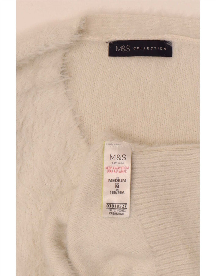 Maglione maglione con scollo a V da donna Marks & Spencer UK 12 medio bianco sporco