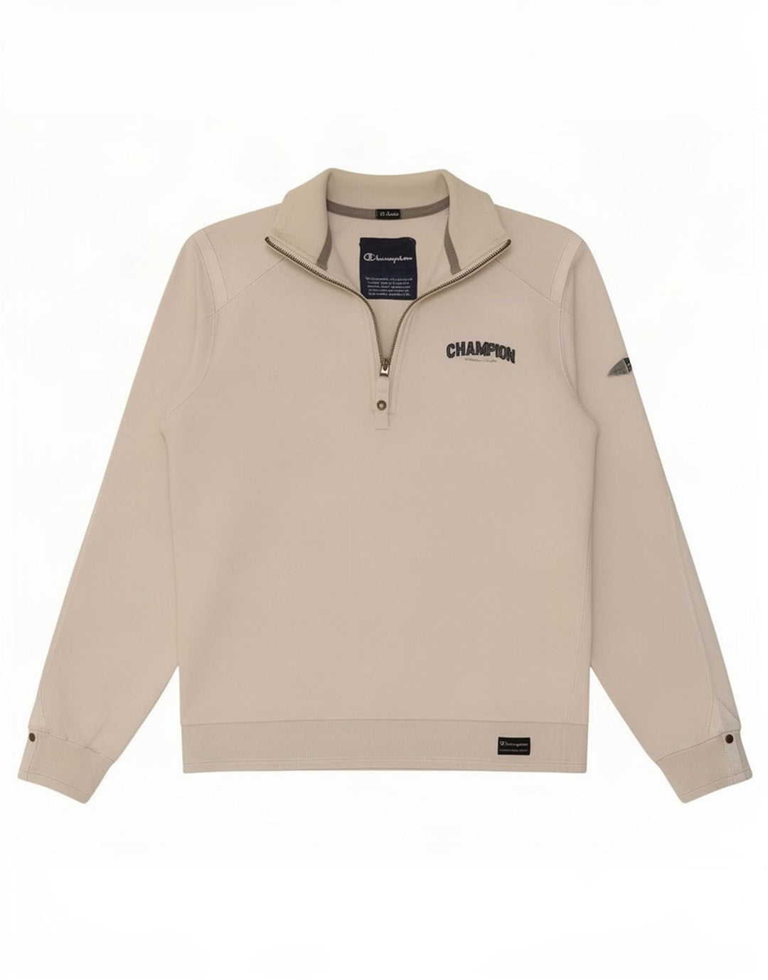 Felpa Champion da uomo con zip e collo, in cotone bianco medio
