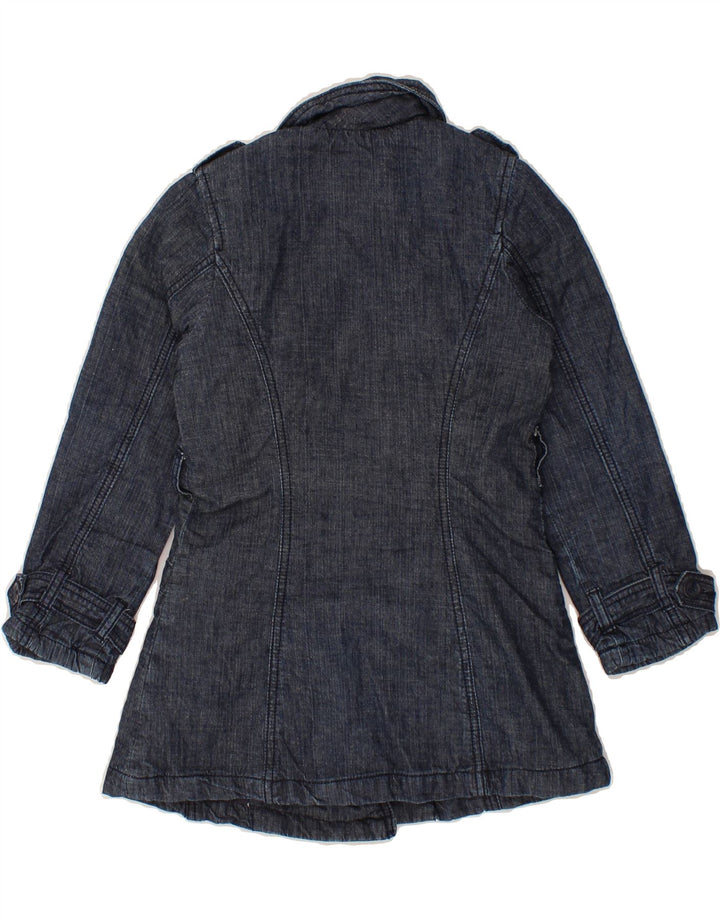 BENETTON Girls Double Breasted Denim Jacket 5-6 Years Navy Blue Cotton Vintage Benetton and Second-Hand Benetton from Messina Hembry 