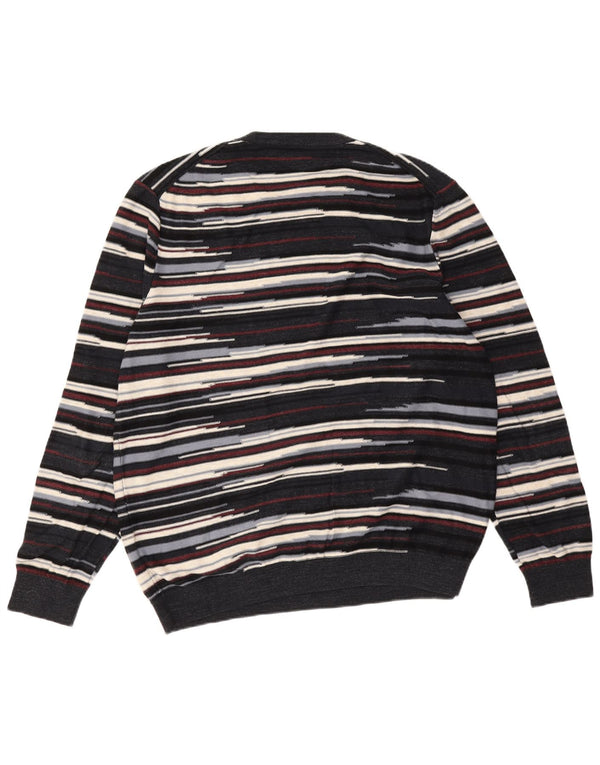 Maglione maglione girocollo da uomo Hugo Boss 2XL cotone a righe blu navy