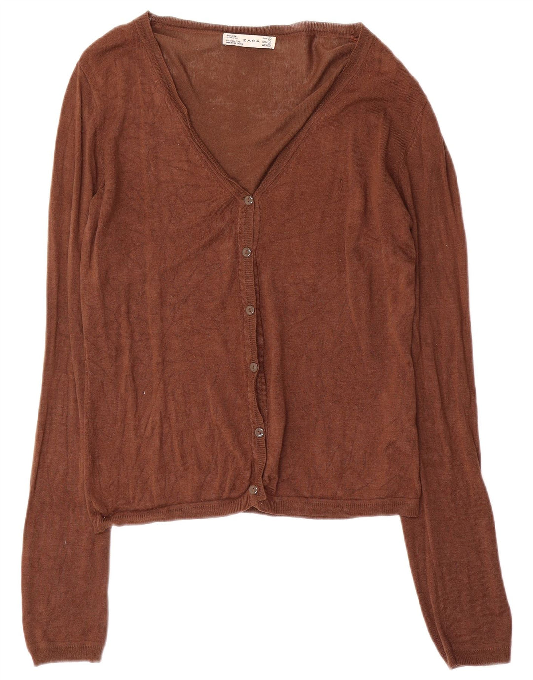 Maglione cardigan da donna Zara UK 16 grande rayon marrone