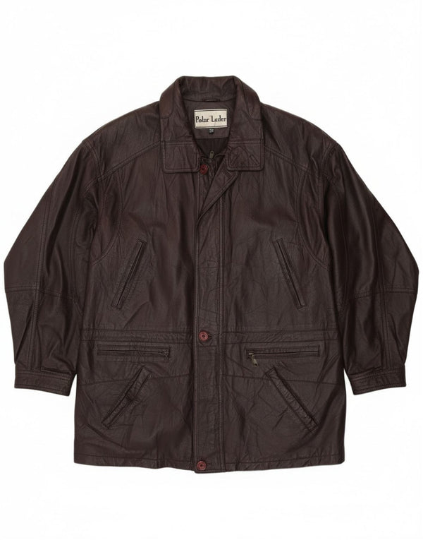 Giacca in pelle vintage da uomo IT 58 4XL Pelle bordeaux