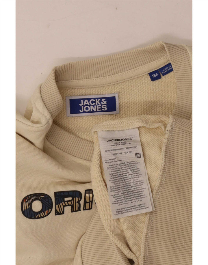 Felpa da bambino con vestibilità regolare grafica Jack & Jones, 13-14 anni, beige