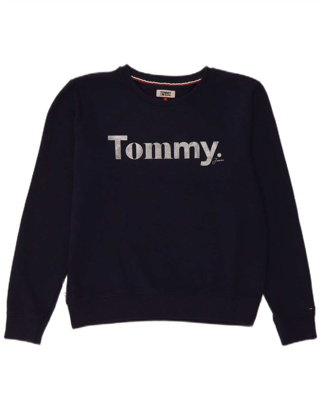Felpa grafica da donna Tommy Hilfiger Maglione UK 14 Medio Blu Navy