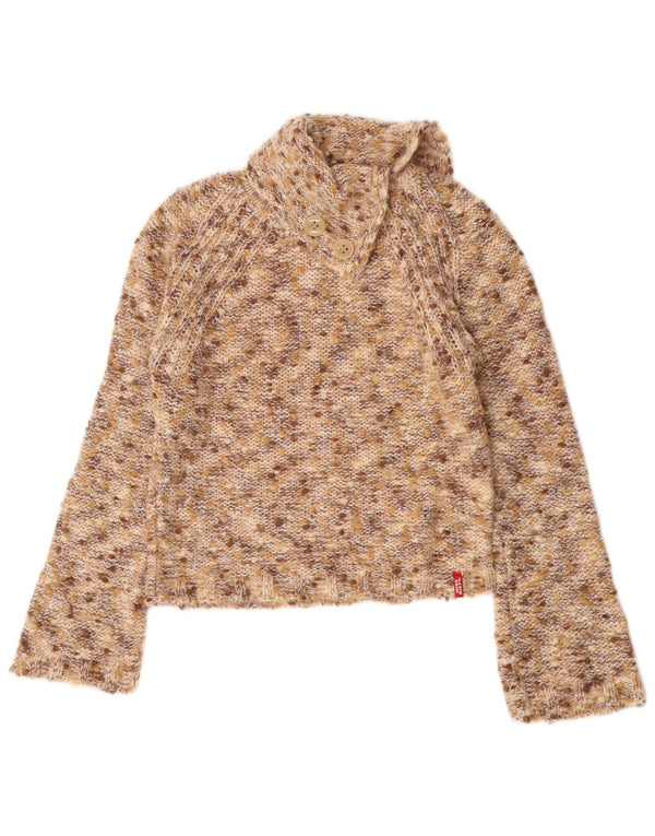 Miss Sixty Maglione corto da donna con collo alto UK 14 Grande marrone screziato