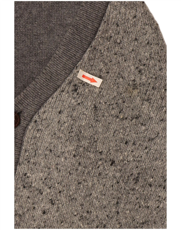Maglione Cardigan Uomo Il Granchio IT 50 Lana Maculata Grigio Medio