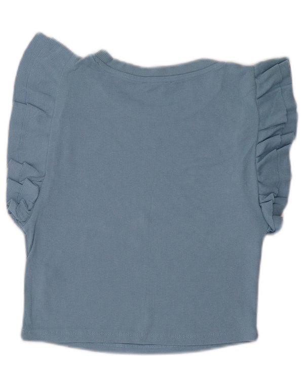 Top corto da donna Zara in camicetta UK 14 grande cotone blu