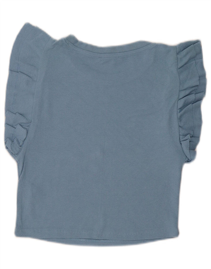 Top corto da donna Zara in camicetta UK 14 grande cotone blu