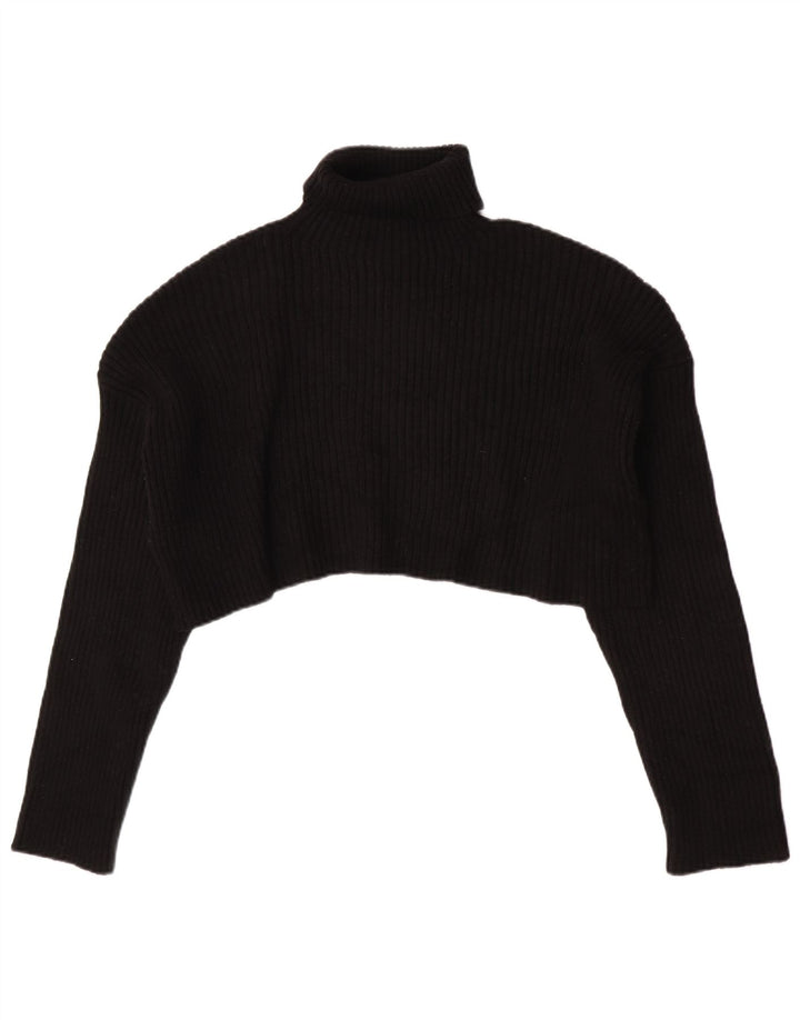 Maglione corto corto da donna Zara con collo alto oversize UK 16 grande nero