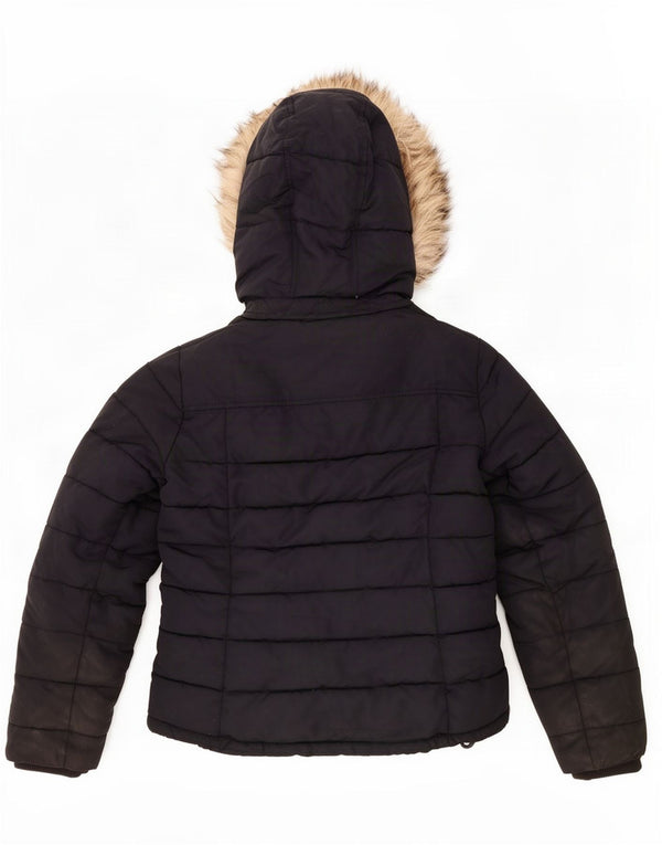 Giacca imbottita con cappuccio da donna Topshop UK 12 poliestere nero medio