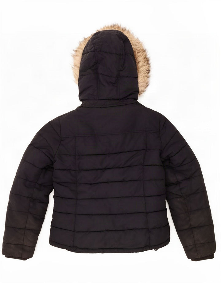 Giacca imbottita con cappuccio da donna Topshop UK 12 poliestere nero medio