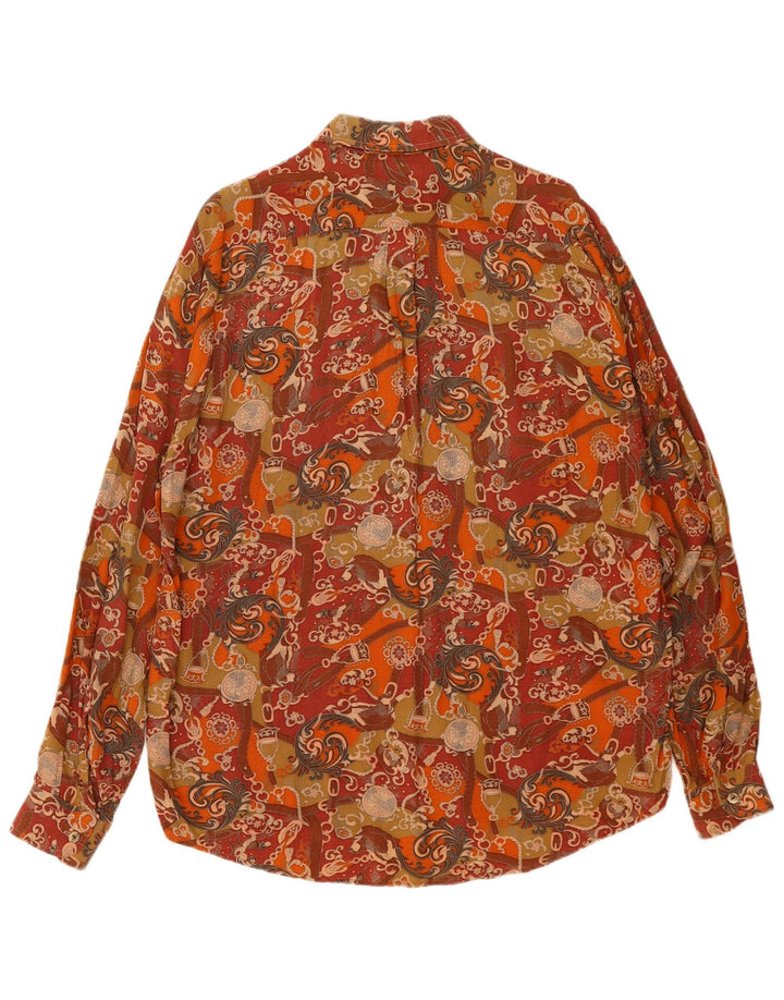 Camicia da uomo Cotton Club in viscosa floreale marrone medio