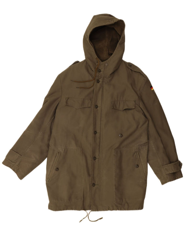 Giacca parka militare con cappuccio da uomo VINTAGE UK 40 grande verde