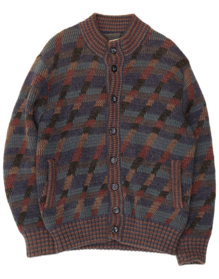 Maglione cardigan da uomo vintage a righe multicolori medie