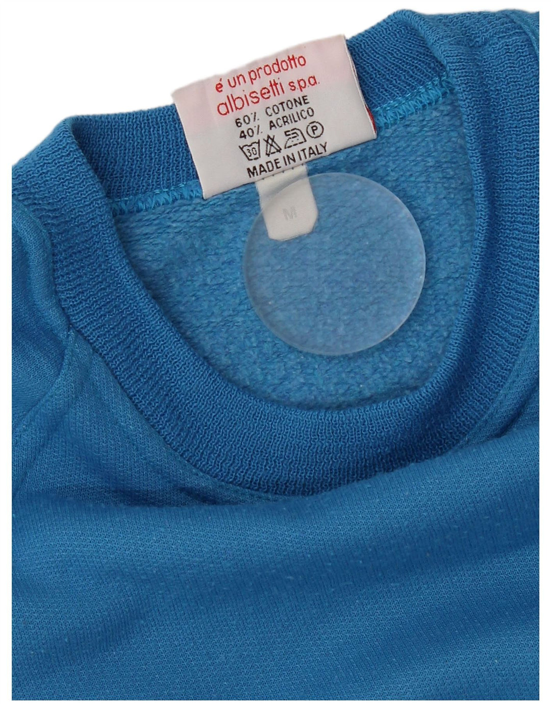 Felpa grafica da uomo vintage maglione blu medio in cotone retrò