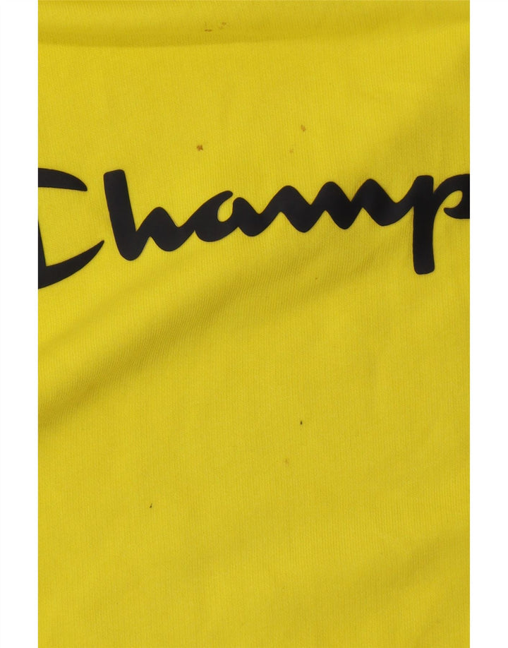 Maglione con cappuccio grafico da uomo Champion grande in cotone giallo