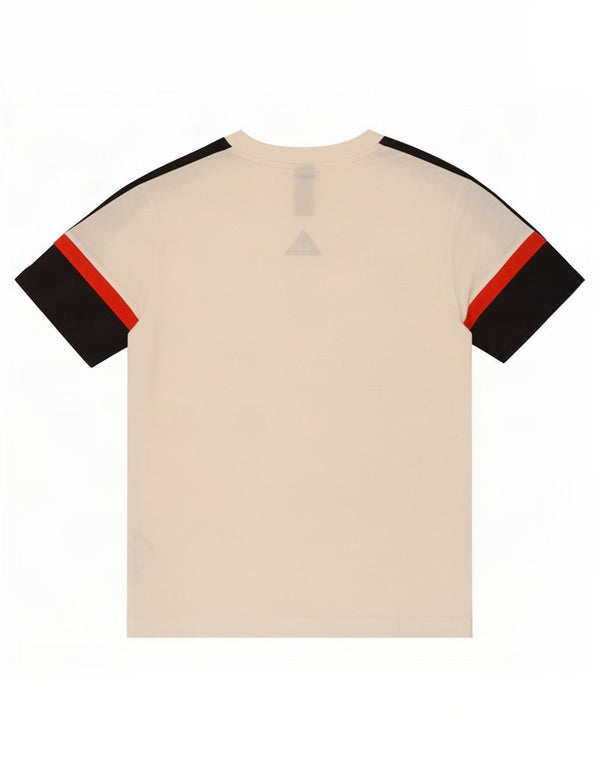 Adidas Boys Graphic T-Shirt Top 11-12 Years White Colourblock Cotton