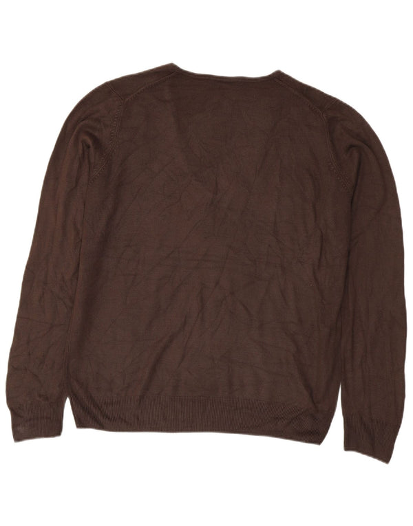 Maglione da donna con scollo a V Marks & Spencer UK 16 grande acrilico marrone