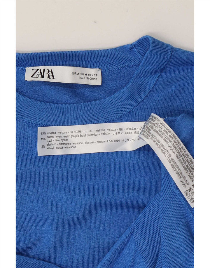 Maglione maglione girocollo da donna Zara UK 12 Viscosa blu medio
