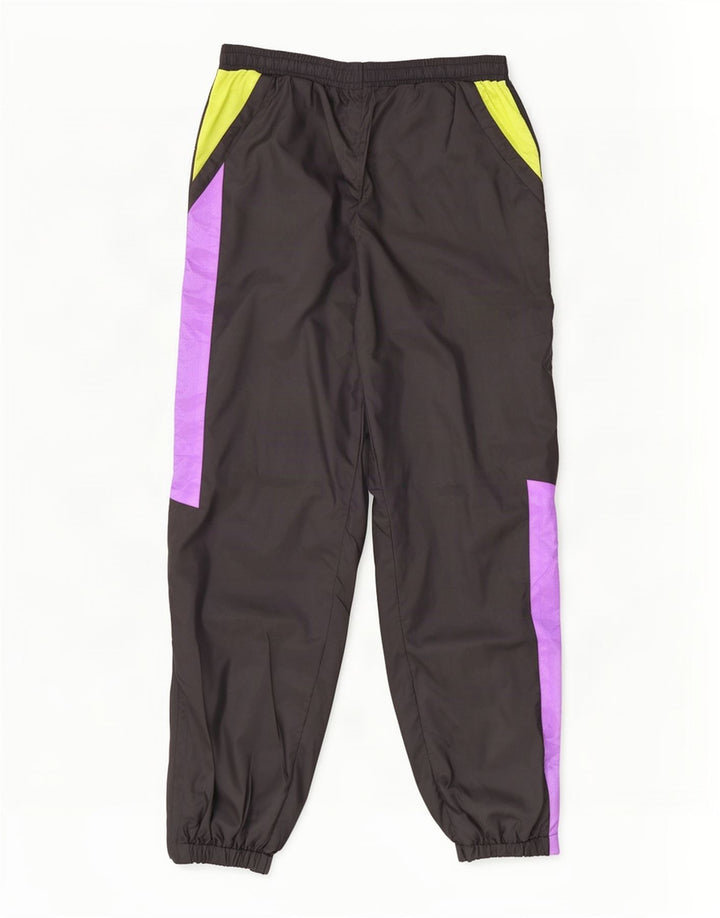 Pantaloni da tuta vintage da uomo Joggers Nylon color block medio nero