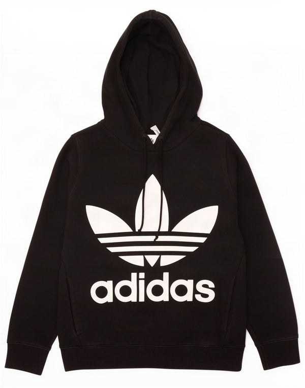 Felpa con cappuccio oversize grafica da donna Adidas UK 6 XS cotone nero