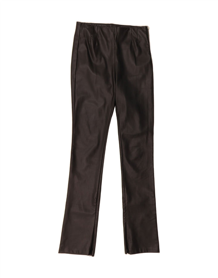 ZARA Womens Slim Faux Leather Trousers Large W30 L35 Black Polyester Vintage Zara and Second-Hand Zara from Messina Hembry 