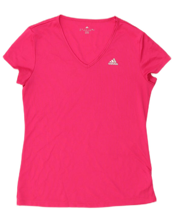 Adidas Womens Climalite T-Shirt Top UK 12/14 Medium Pink Polyester