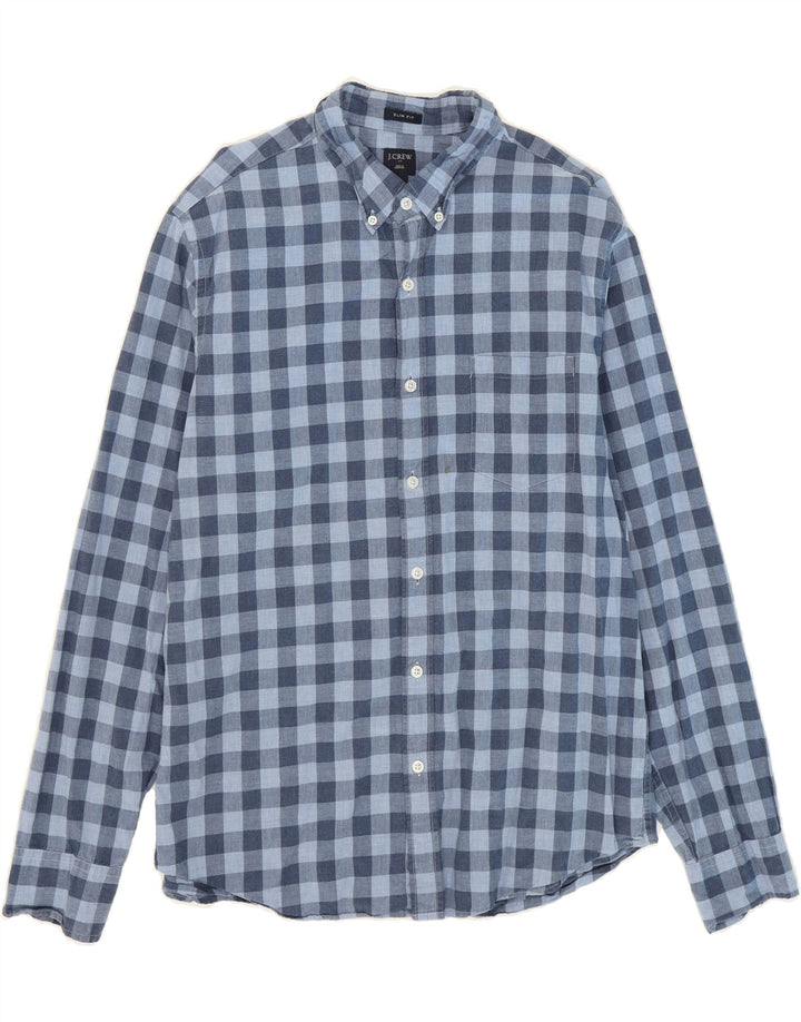 J. CREW Mens Slim Fit Shirt Large Blue Check Cotton Vintage J. Crew and Second-Hand J. Crew from Messina Hembry 