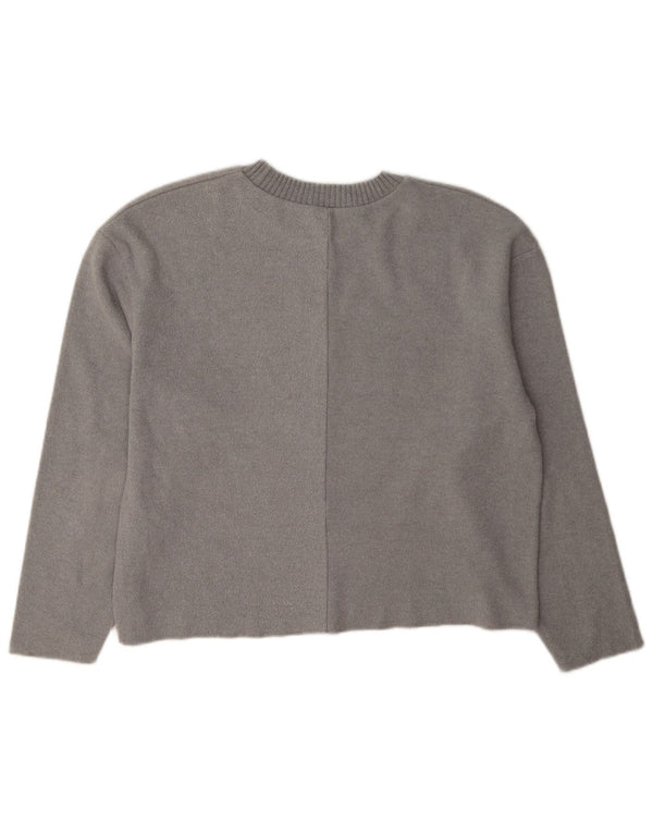 Top Zara da donna a vestibilità ampia a maniche lunghe UK 10 piccolo poliestere grigio