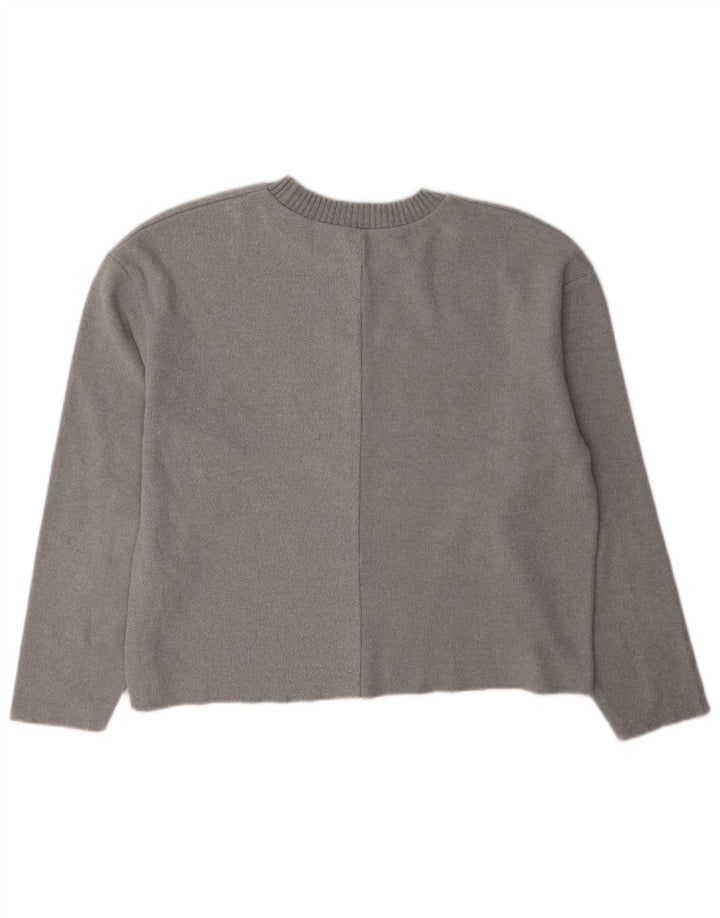 Top Zara da donna a vestibilità ampia a maniche lunghe UK 10 piccolo poliestere grigio