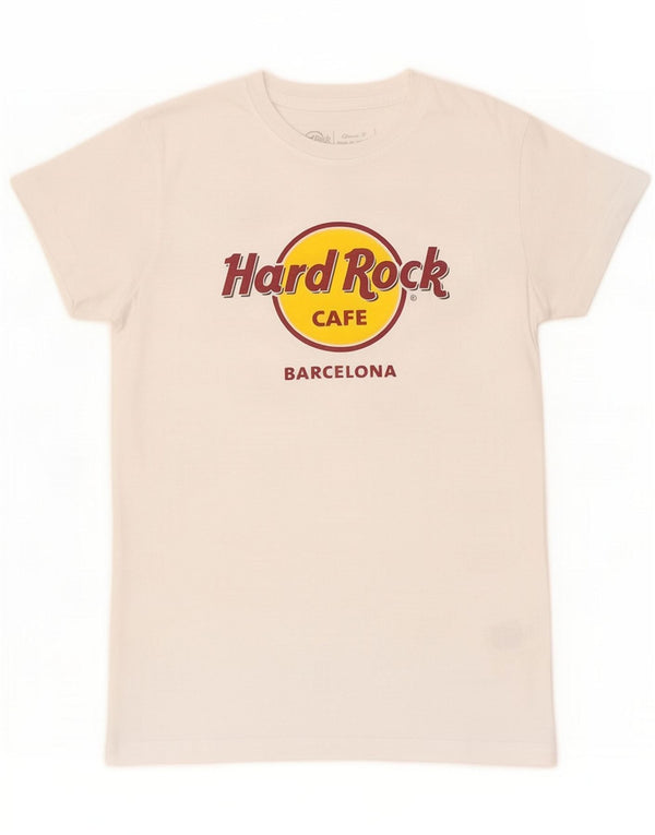 T-shirt grafica da donna Hard Rock Cafe Barcellona UK 10 Small Bianca