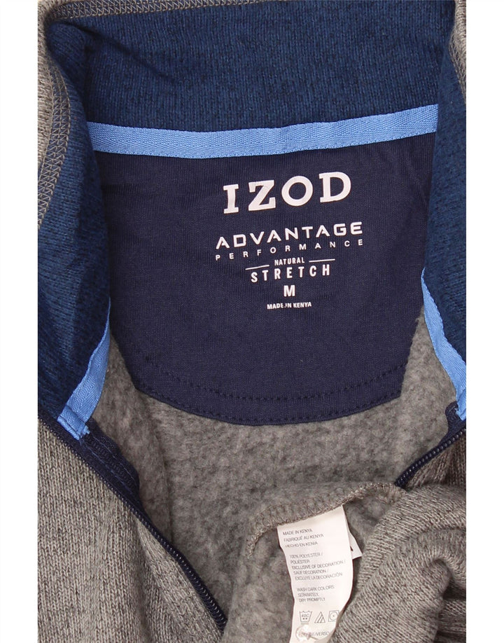 Felpa da uomo con collo con zip IZOD, maglione in poliestere chiazzato grigio medio