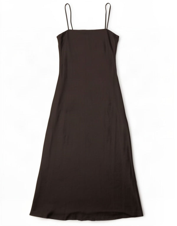 Abito maxi slip da donna Zara UK 10 piccolo poliestere nero