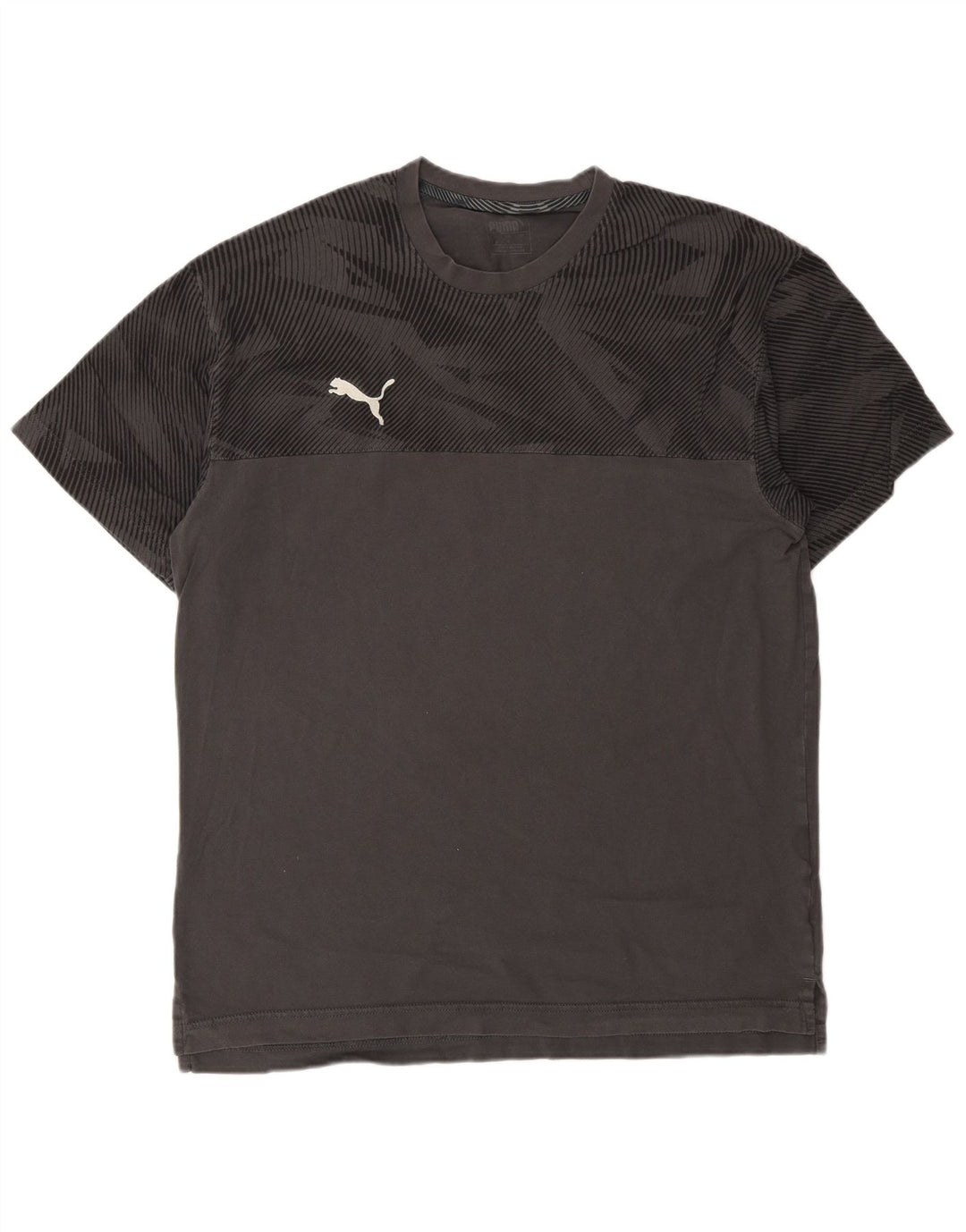 T-shirt da uomo Puma Top Large in cotone geometrico grigio