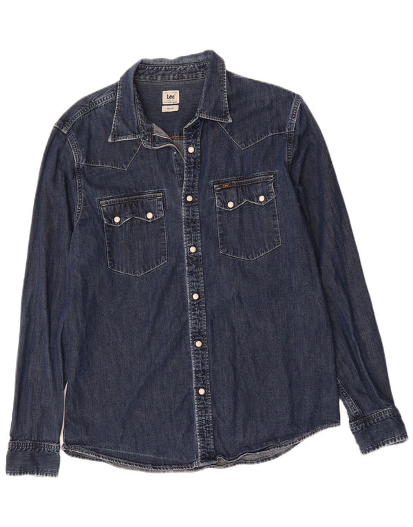 Camicia di jeans da uomo LEE grande in cotone blu navy